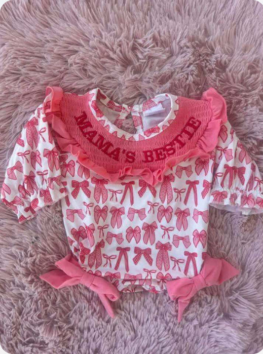 “Mama’s Bestie” Pink Bow onesie
