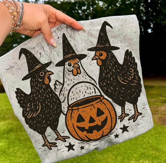 Witchy Chickens Halloween Graphic Tee